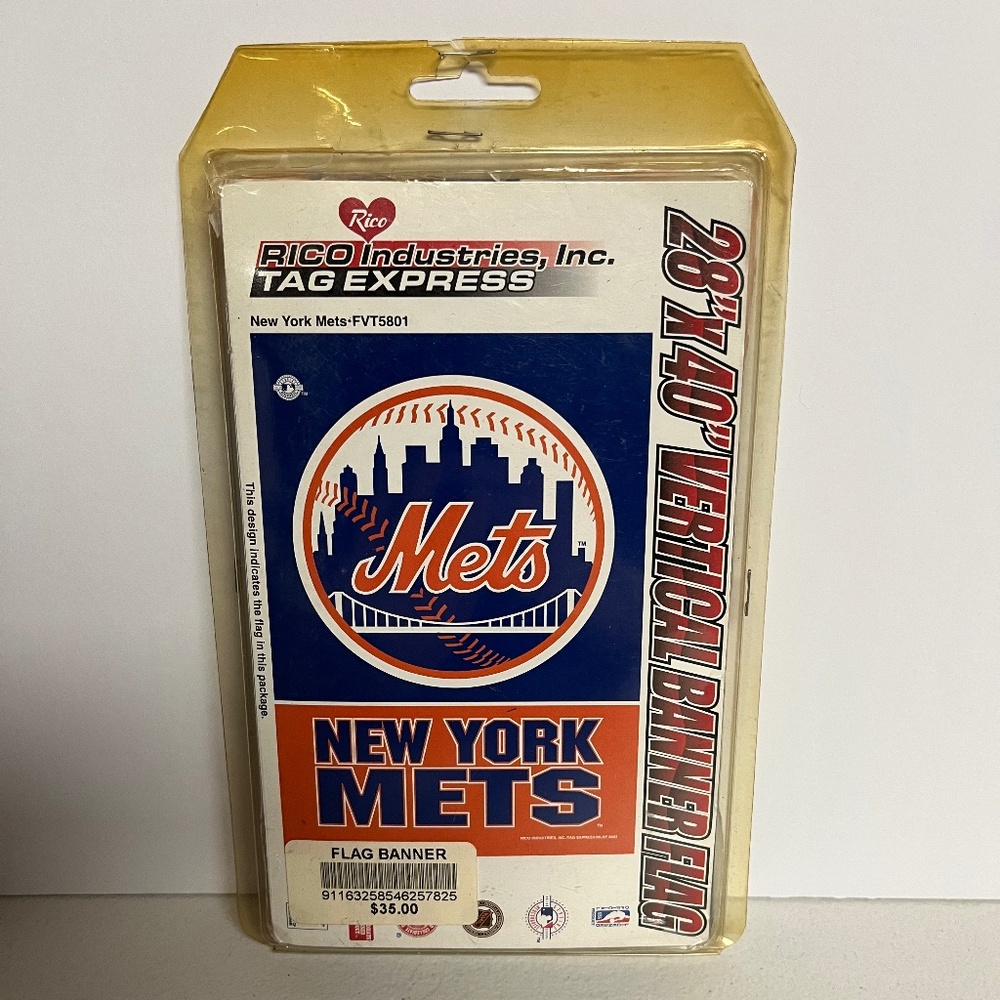 New York Mets Vertical Embroidered Flag Banner 40 X 28 Blue Rico Industries